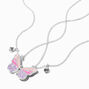Best Friends UV Colour-Changing Split Butterfly Pendant Necklaces - 2 Pack,