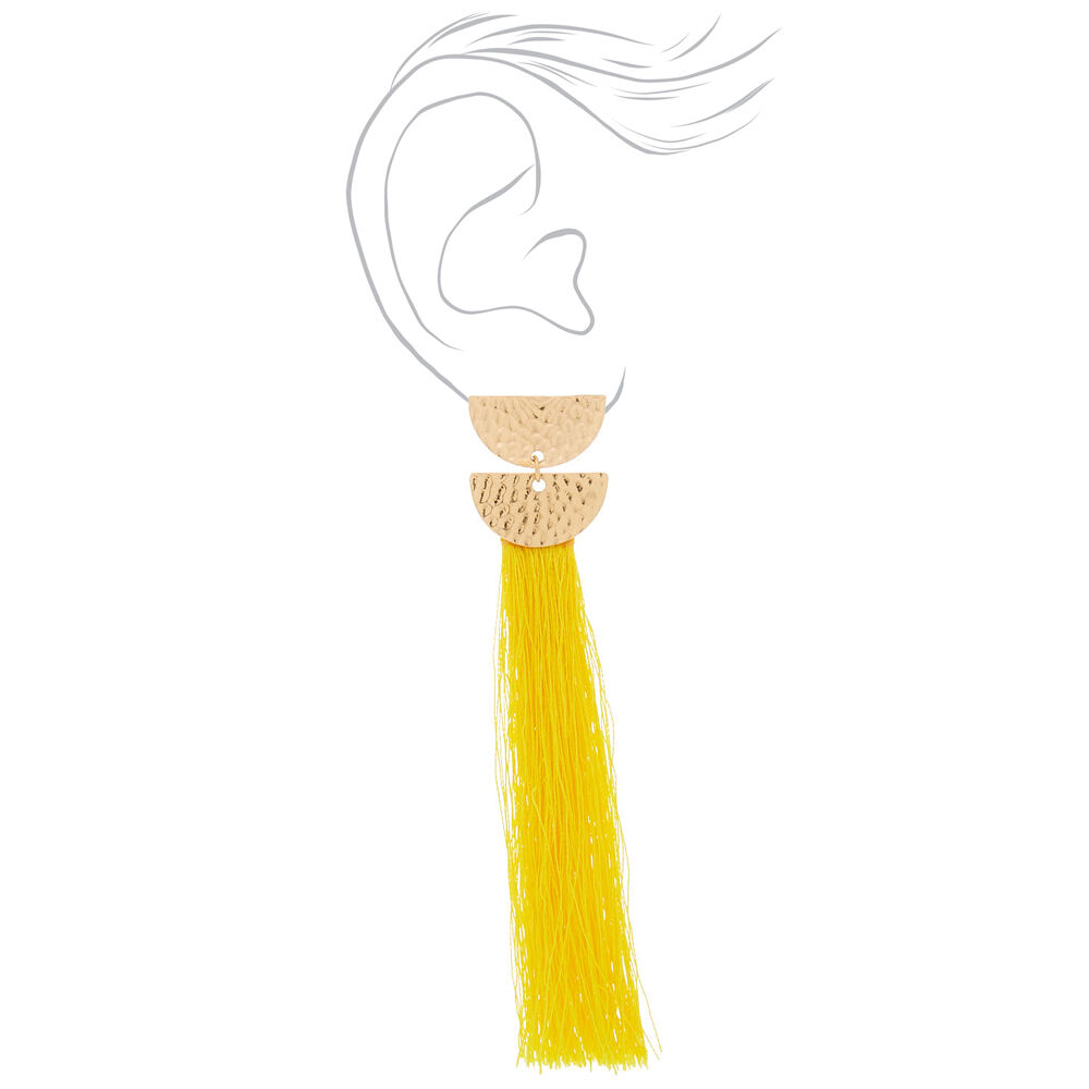 4" Tassel Drop Earrings - Yellow,