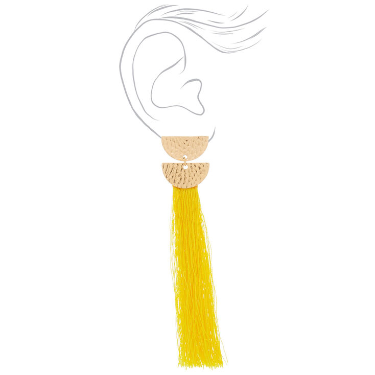 4&quot; Tassel Drop Earrings - Yellow,