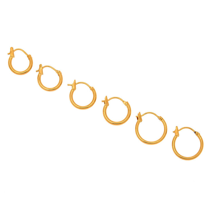 18kt Gold Plated Hinged Hoop Earrings - 3 Pack
