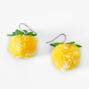 1&quot; Pineapple Pom Pom Drop Earrings - Yellow,