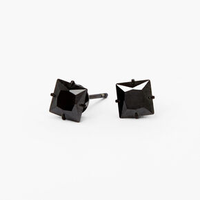 C LUXE by Claire&#39;s Black Titanium Cubic Zirconia 6MM Square Stud Earrings,
