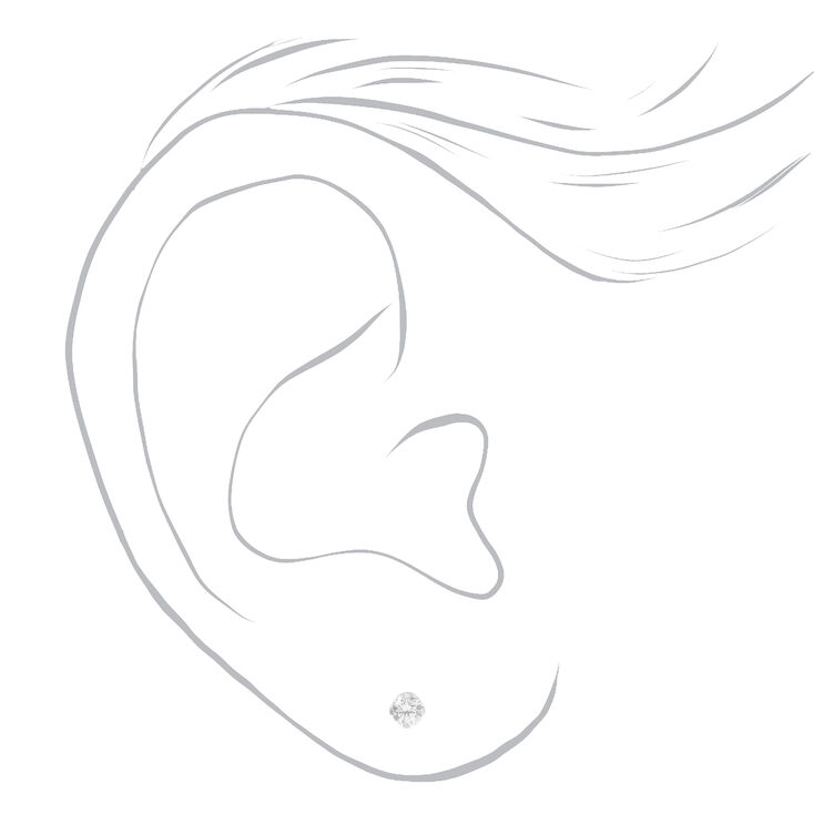 14kt White Gold 3mm Cubic Zirconia Long Post Studs Ear Piercing Kit with Ear Care Solution,