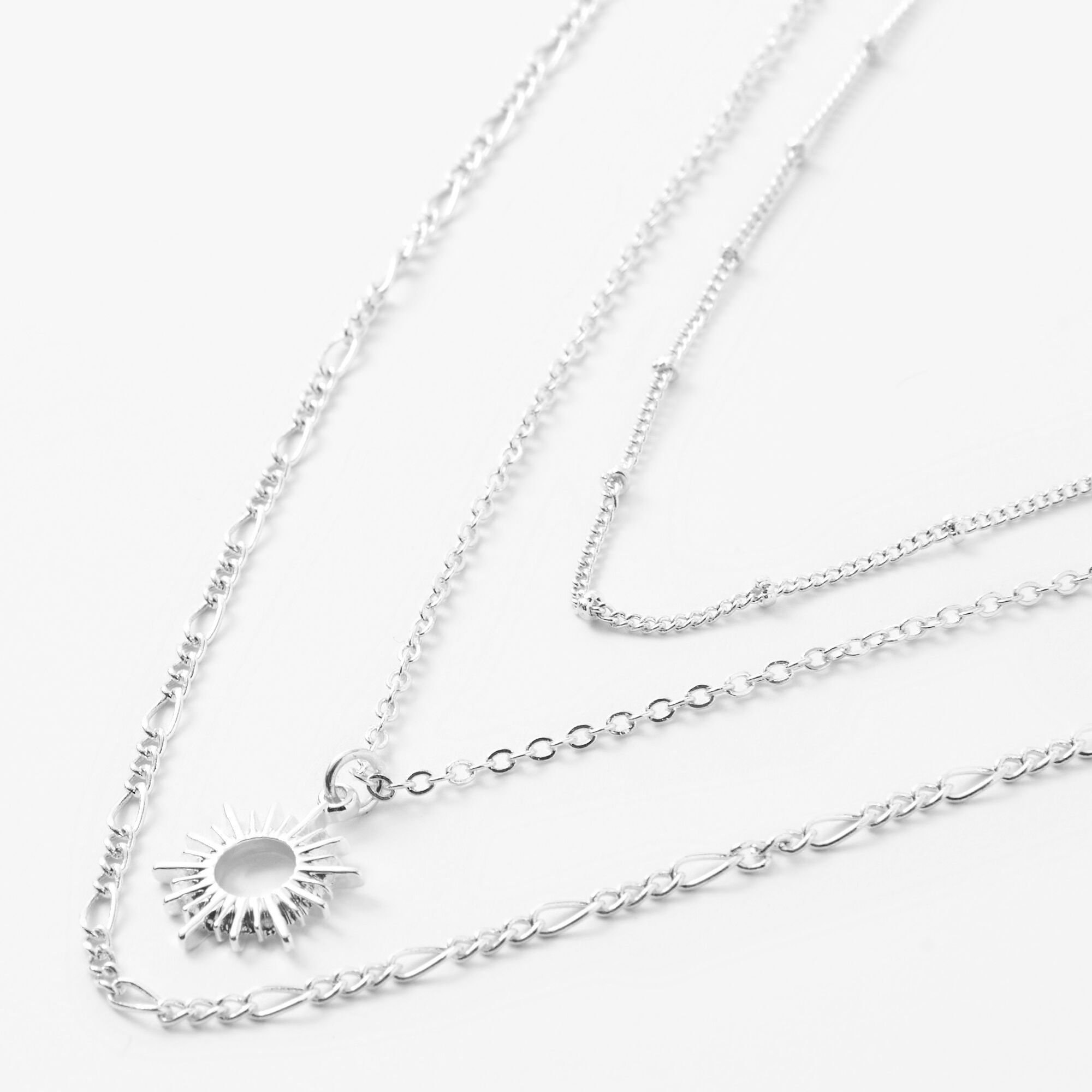 Silver Sun Multi Strand Chain Necklace Claire s US