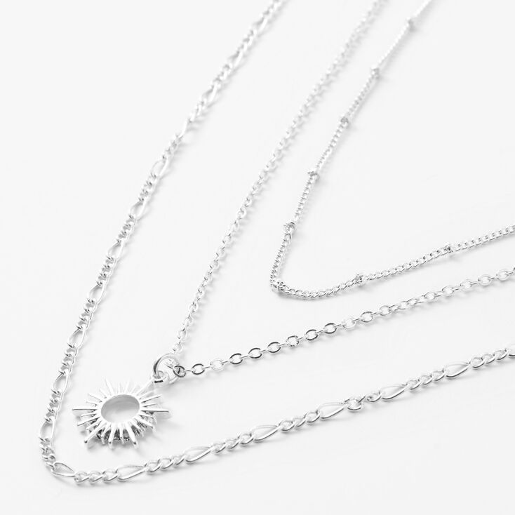 Silver Sun Multi Strand Chain Necklace,