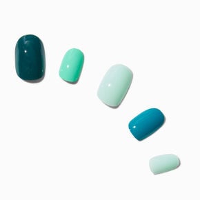 Monochromatic Blue Oval Vegan Faux Nail Set - 24 Pack,