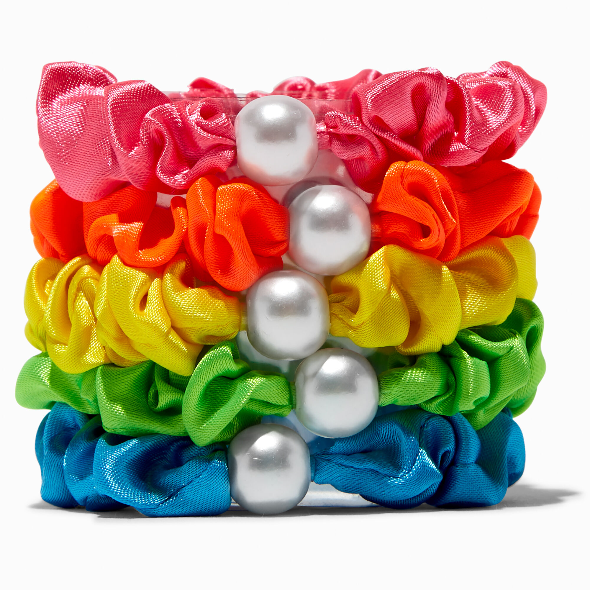 View Claires Club Neon Rainbow Pearl Scrunchies 6 Pack Blue information
