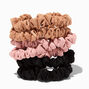 Black, Pink, &amp; Tan Skinny Silky Hair Scrunchies - 6 Pack,