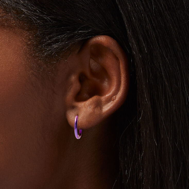 Titanium 12MM Pink Anodized Hoop Earrings,