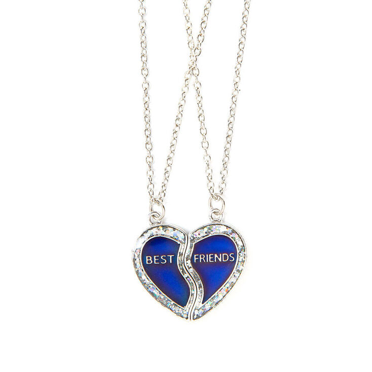 Best Friends Glitter Mood Half Heart Pendant Necklaces Claire S Us Best Friends Glitter Mood Half Heart Pendant Necklaces