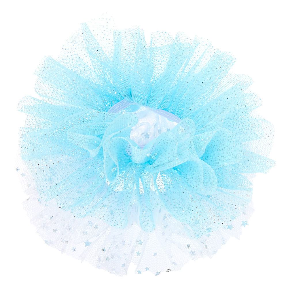 Claire's Club Small Glitter Tulle Hair Scrunchies - Blue, 2 Pack,