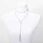 Silver Beaded Suede Tassel Multi Strand Necklace,