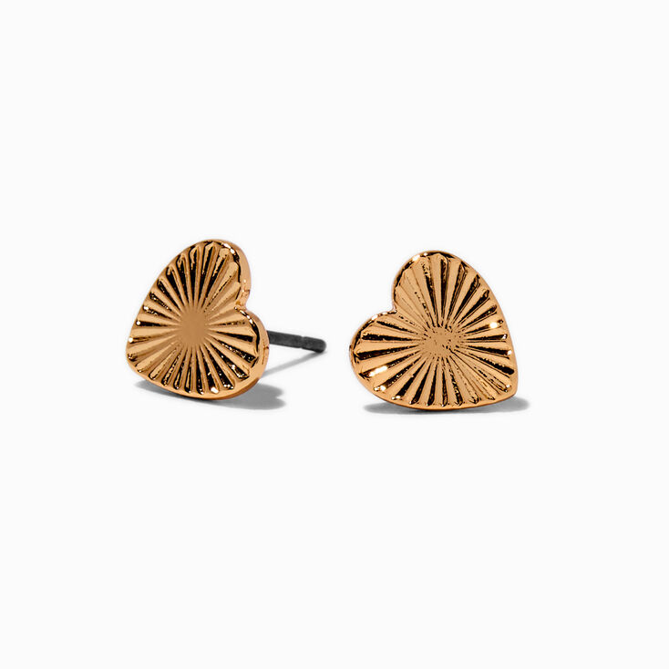 Gold-tone Radiating Heart Stud Earrings