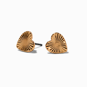 Gold-tone Radiating Heart Stud Earrings,