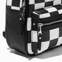 Black &amp; White Check Faux Leather Small Backpack,