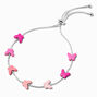 Silver-tone Pink Butterfly Bolo Bracelet,