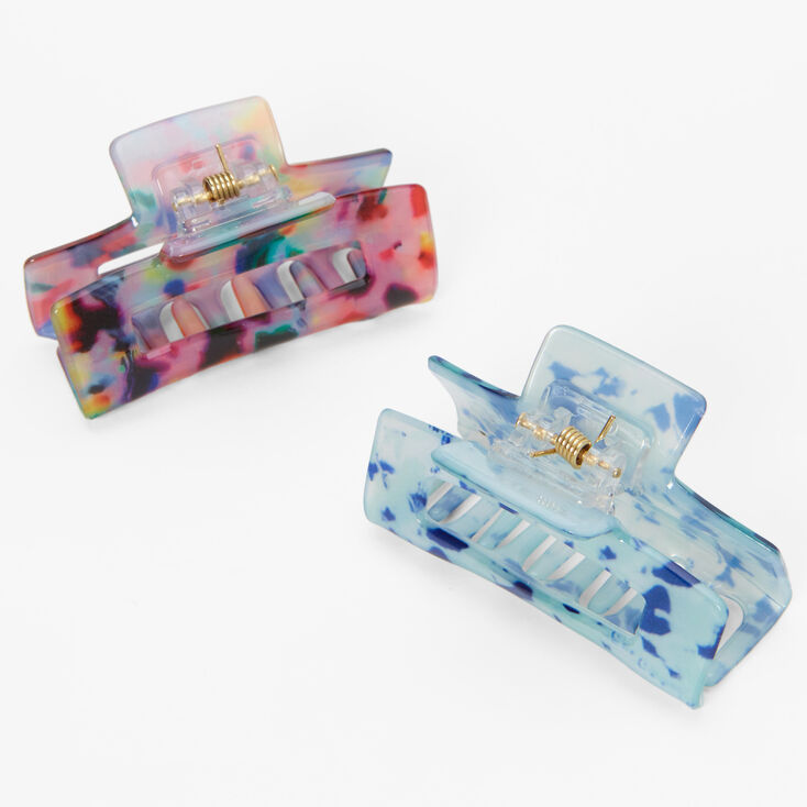 Rainbow &amp; Blue Tortoiseshell Hair Claws - 2 Pack,