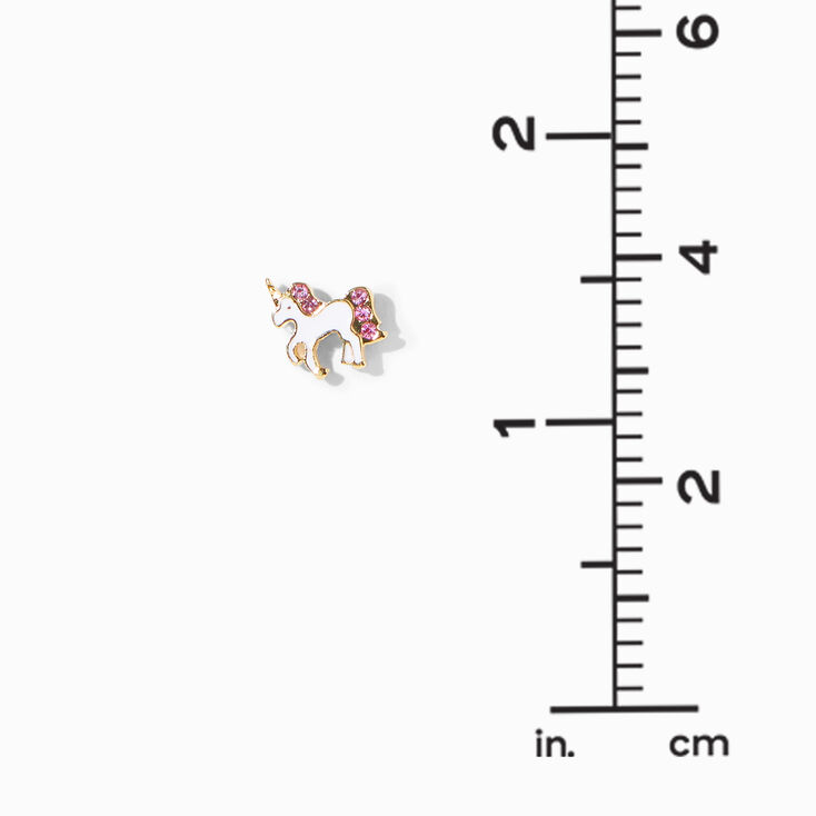 18kt Gold Plated White Unicorn Stud Earrings ,