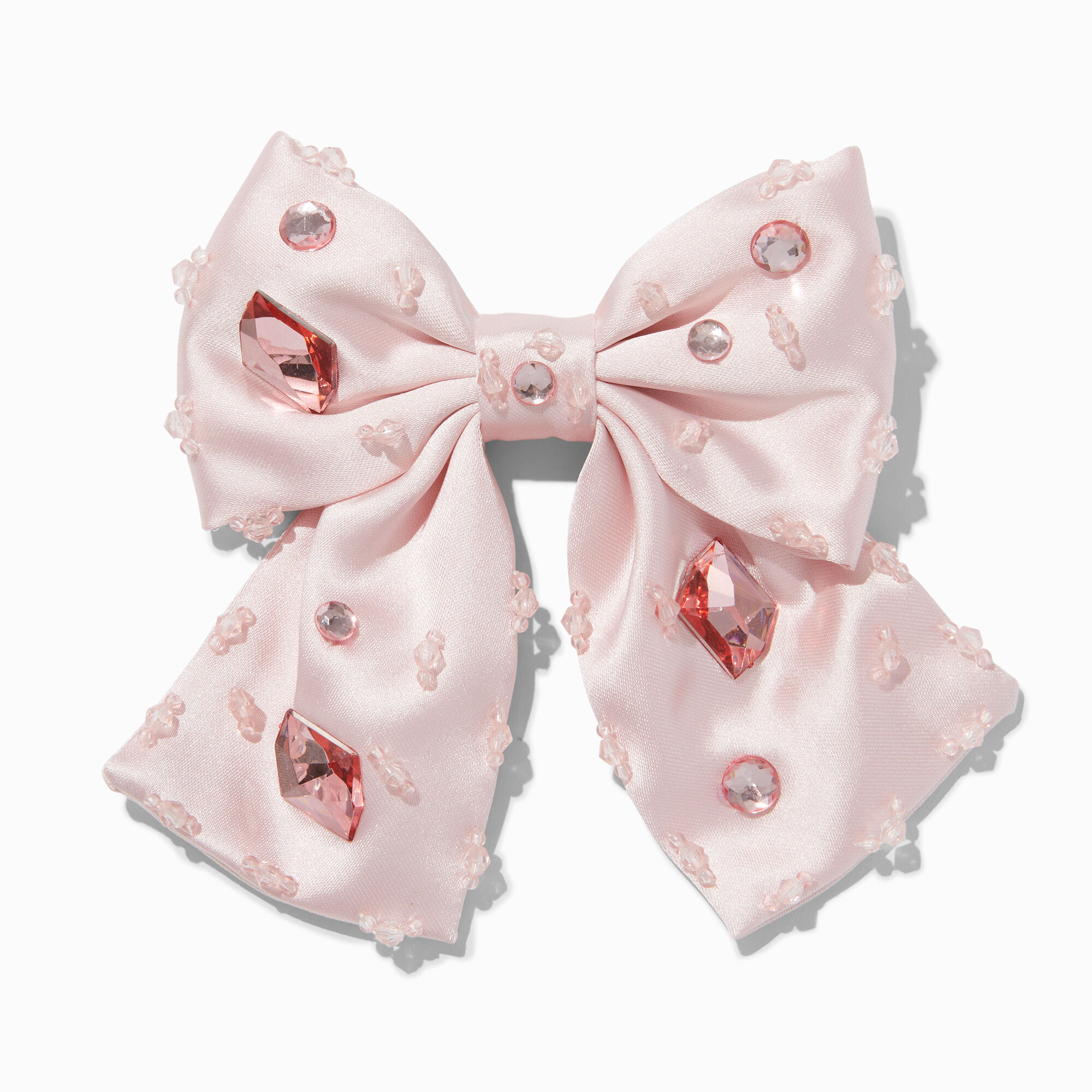 View Claires Club Crystal Embellished Bow Hair Clip Pink information