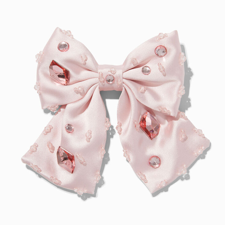 Claire's Club Pink Crystal Embellished Bow Hair Clip