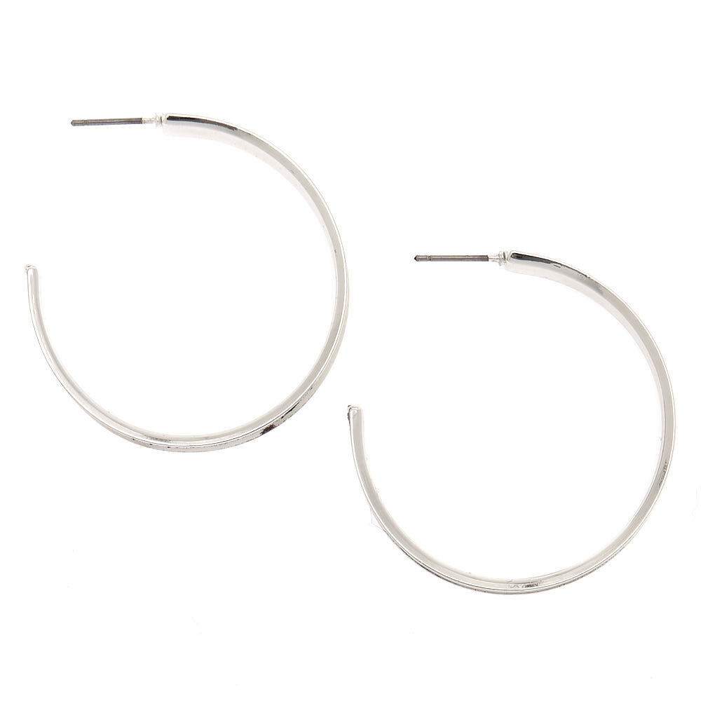Silver 40MM Glitter Snake Print Hoop Earrings,