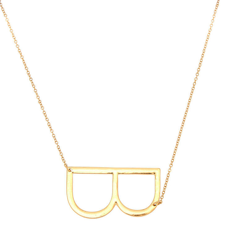 Oversized Initial Pendant Necklace - B,