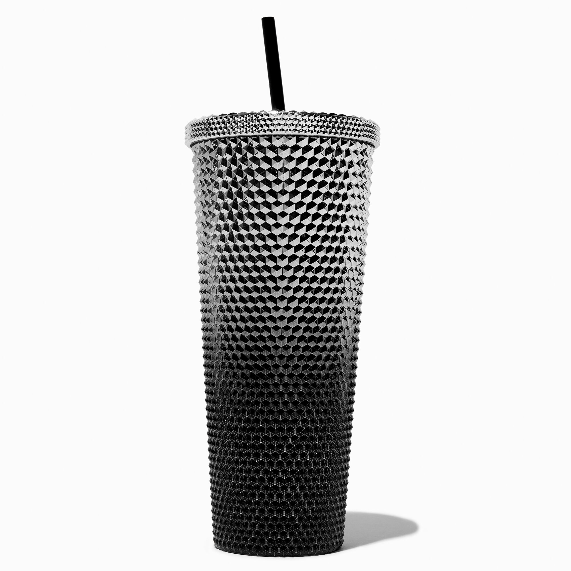 View Claires Silver Ombre Studded Tumbler Black information