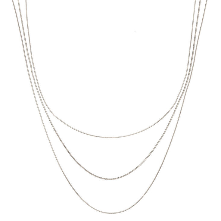 Silver Snake Chain Multi Strand Necklace,