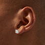 Clous d&rsquo;oreilles carr&eacute;s avec strass en zircon cubique d&rsquo;imitation couleur argent&eacute;e - 6&nbsp;mm,