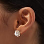 Rose Gold-tone Pearl &amp; Crystal Halo Stud Earrings,