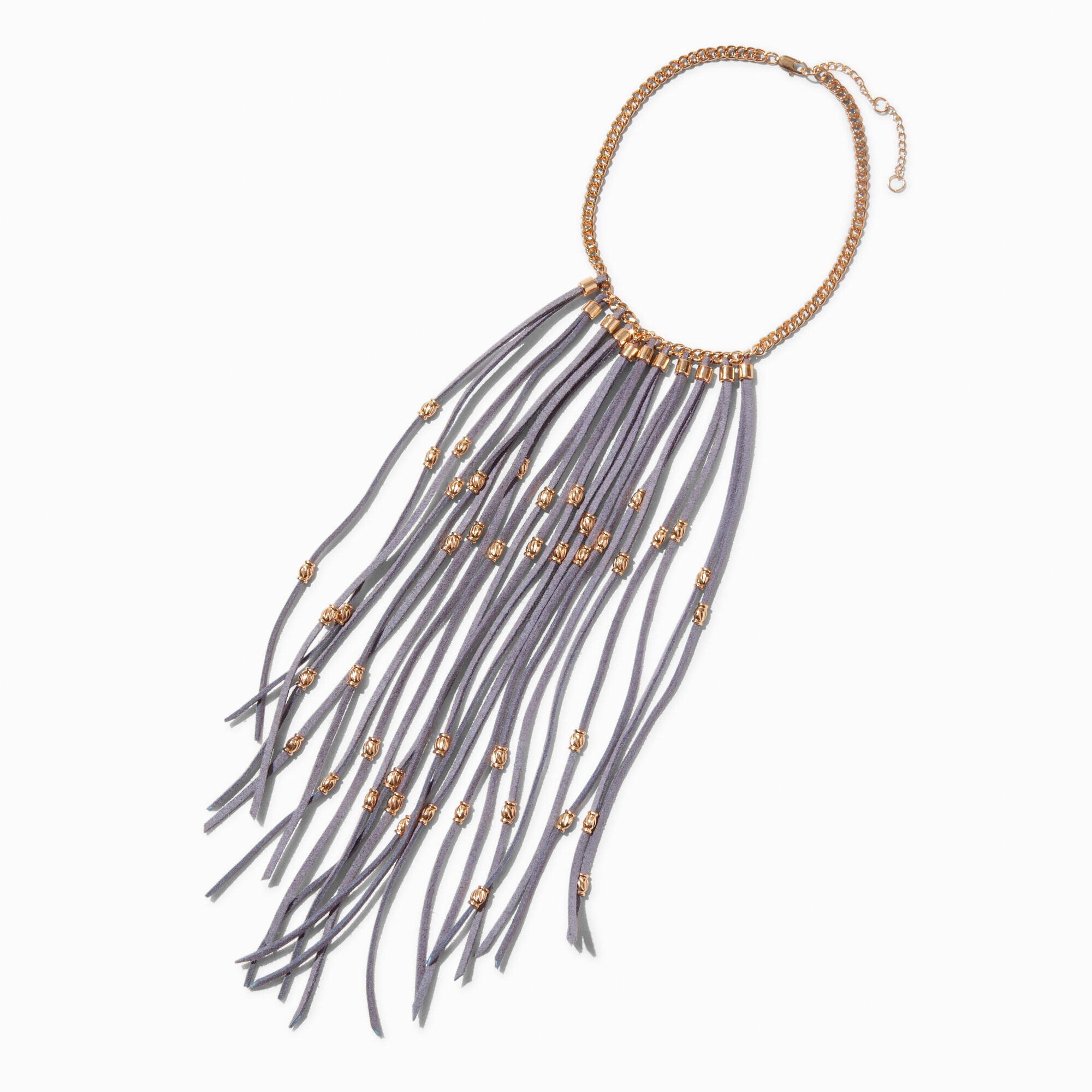 View Claires GoldTone Beaded Fringe Necklace Gray information