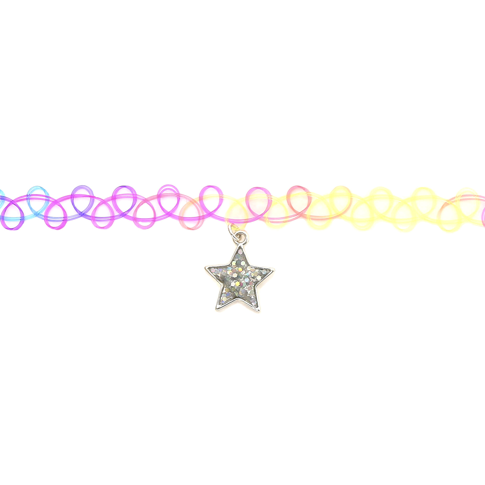Claire s Club Star Rainbow Tattoo Choker Necklace