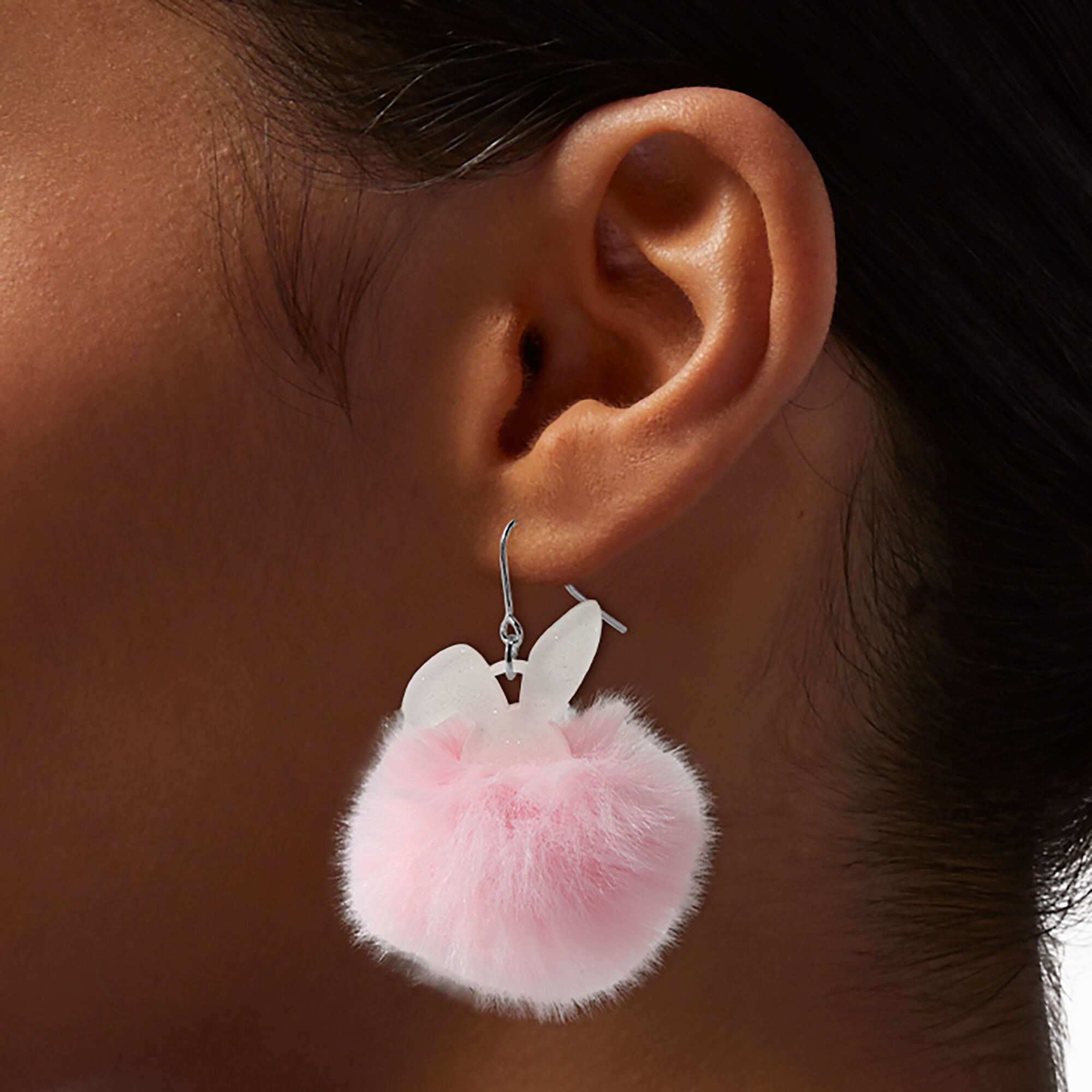 Easter Bunny Ears Pom Pom Drop Earrings,