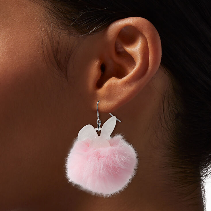 Easter Bunny Ears Pom Pom Drop Earrings,