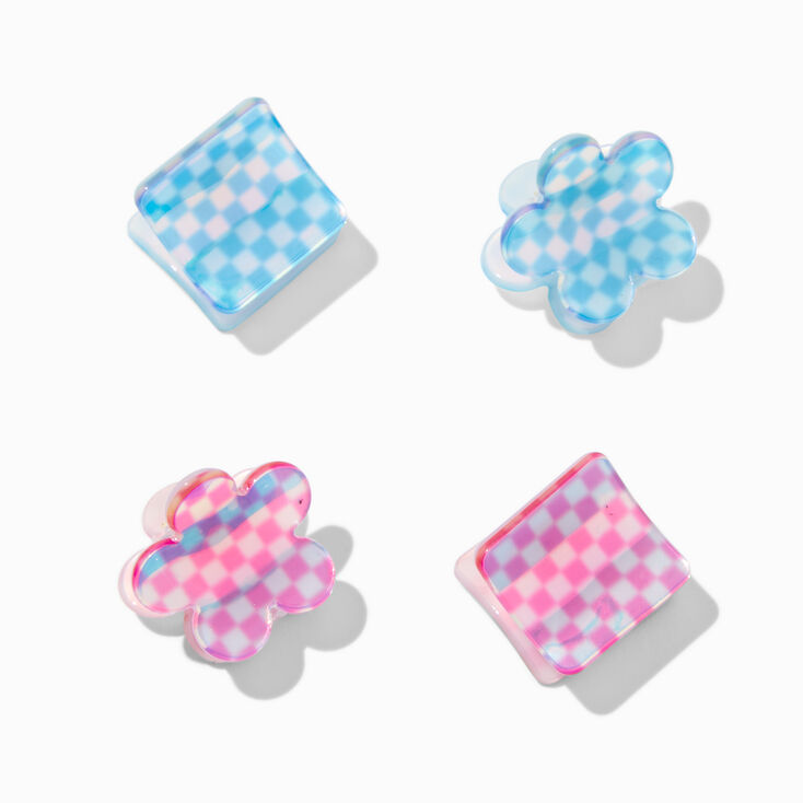 Checkered Retro Mini Hair Claws - 4 Pack,