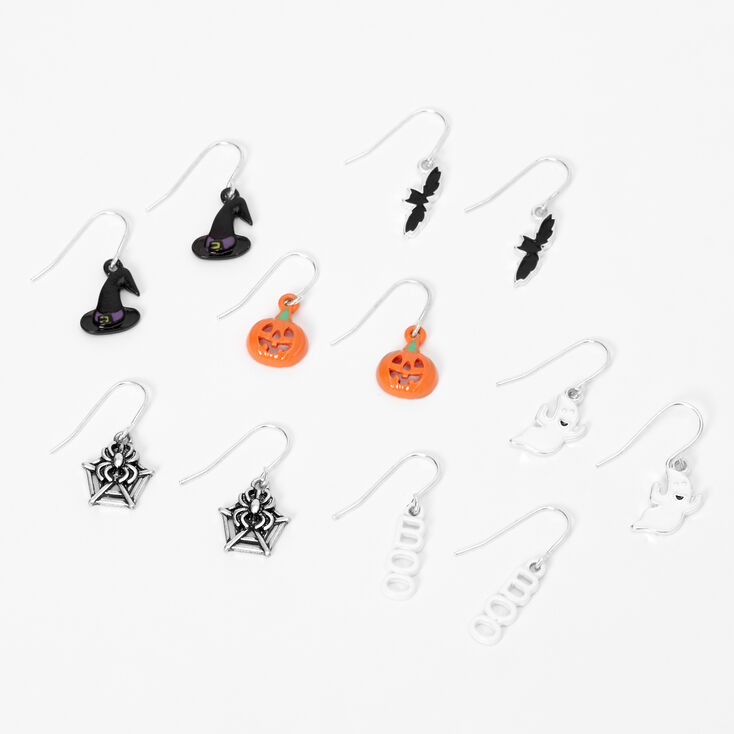 Silver 0.5&quot; Halloween Drop Earrings - 6 Pack,