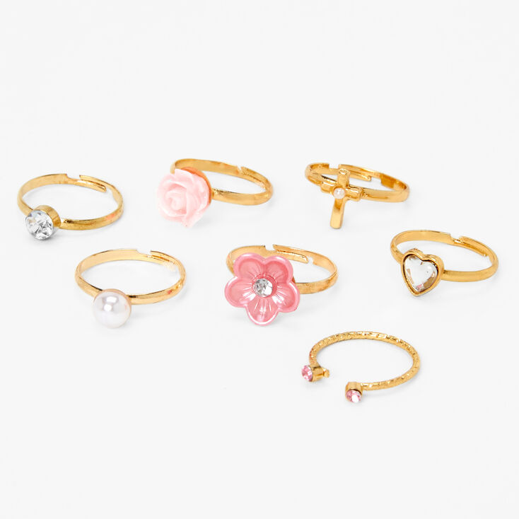 Claire's Club Special Occasion Diamond Box Rings - 7 Pack | Claire's US