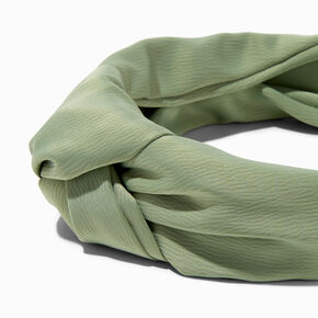 Olive Green Satin Knotted Headband,