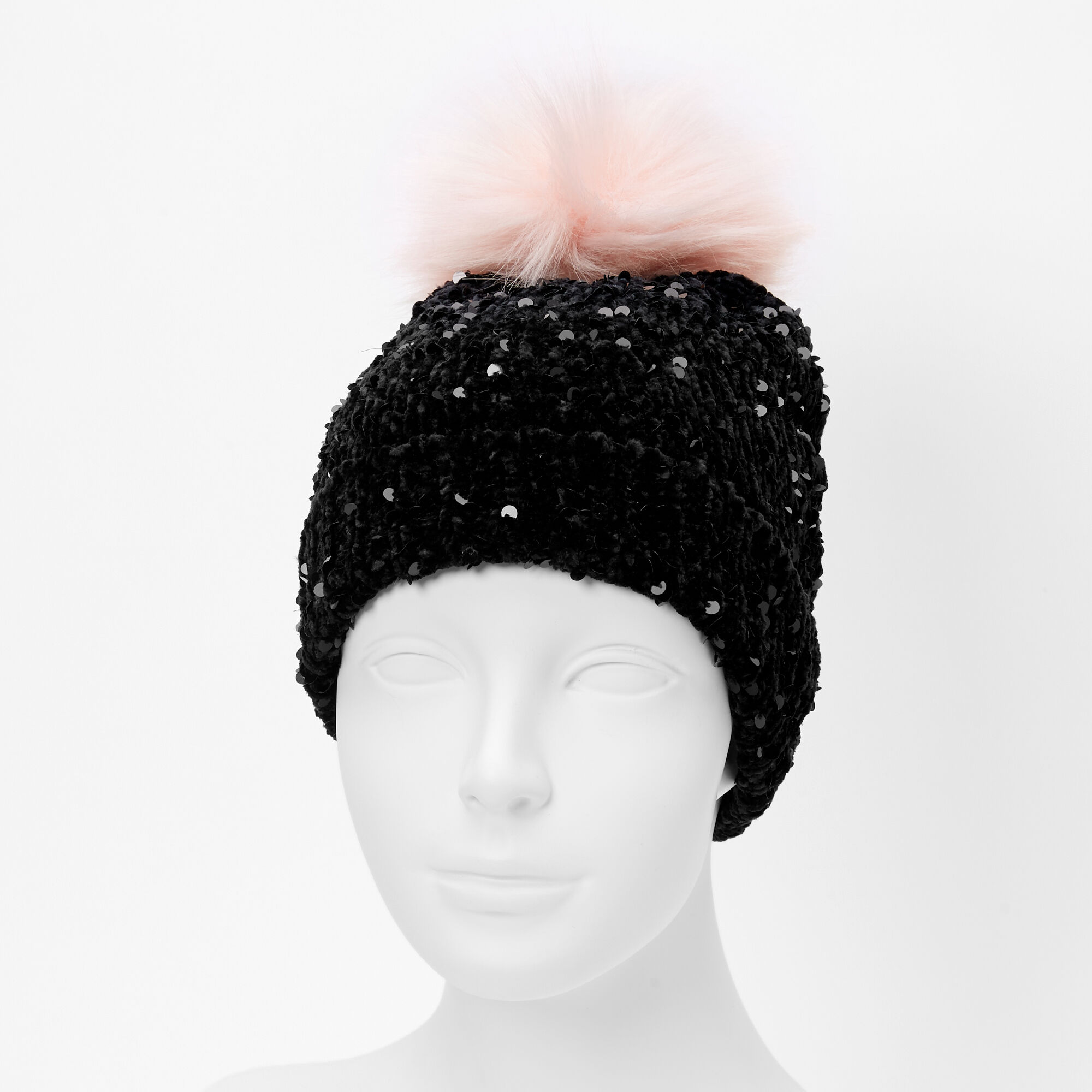 Sequin pom pom hat