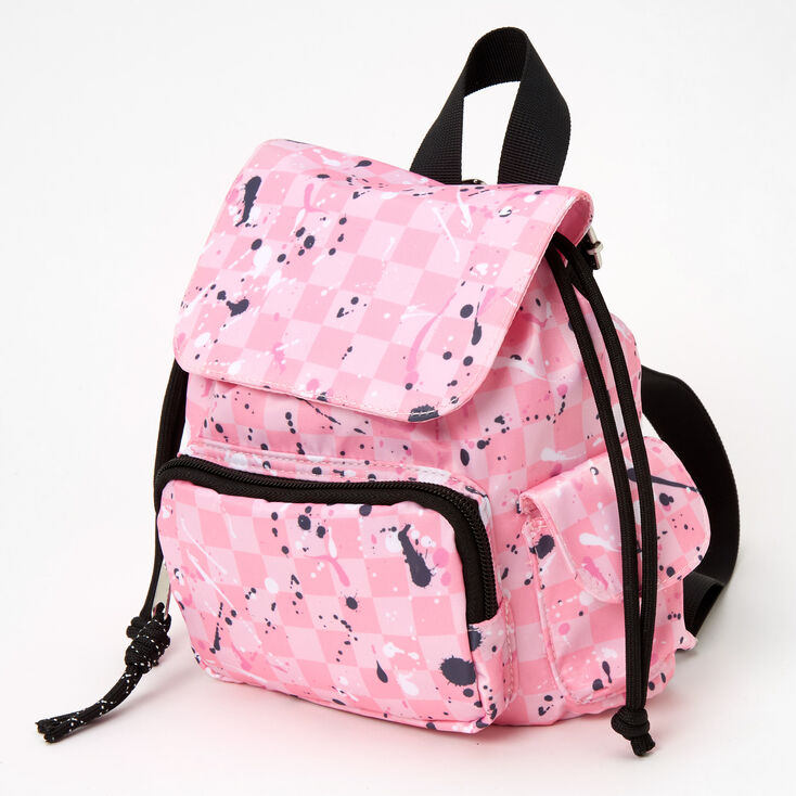 Pink Checkered &amp; Splattered Mini Backpack,