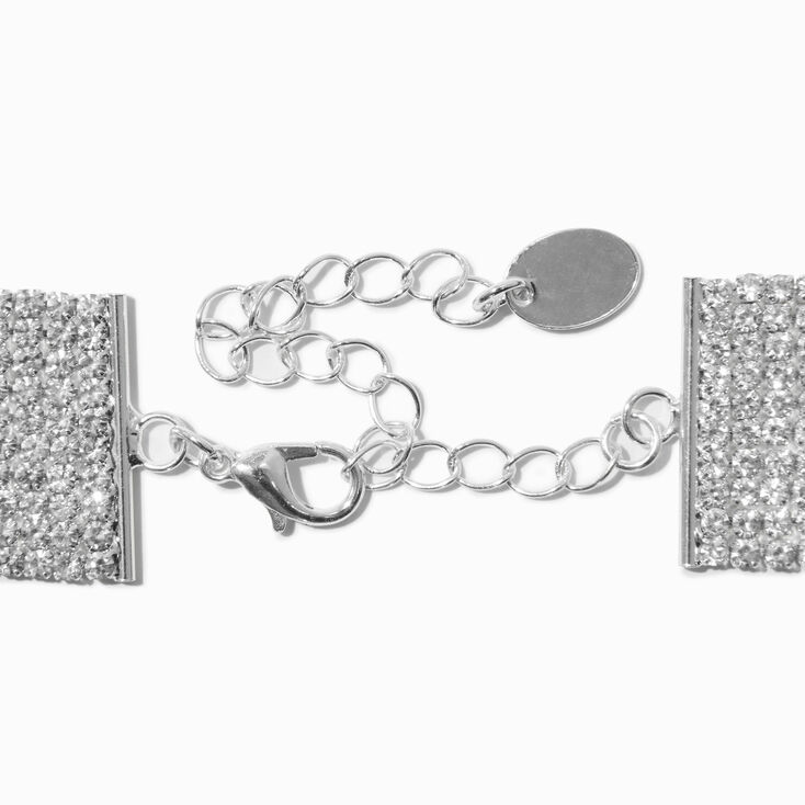 Silver-tone Rhinestone Choker Necklace,