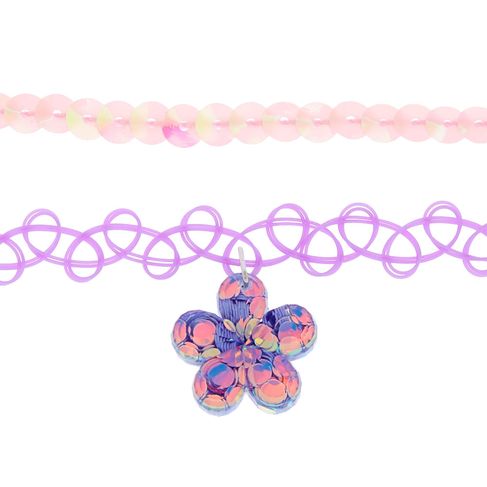 Claire's Club Sequin Flower Choker Necklaces - 2 Pack,