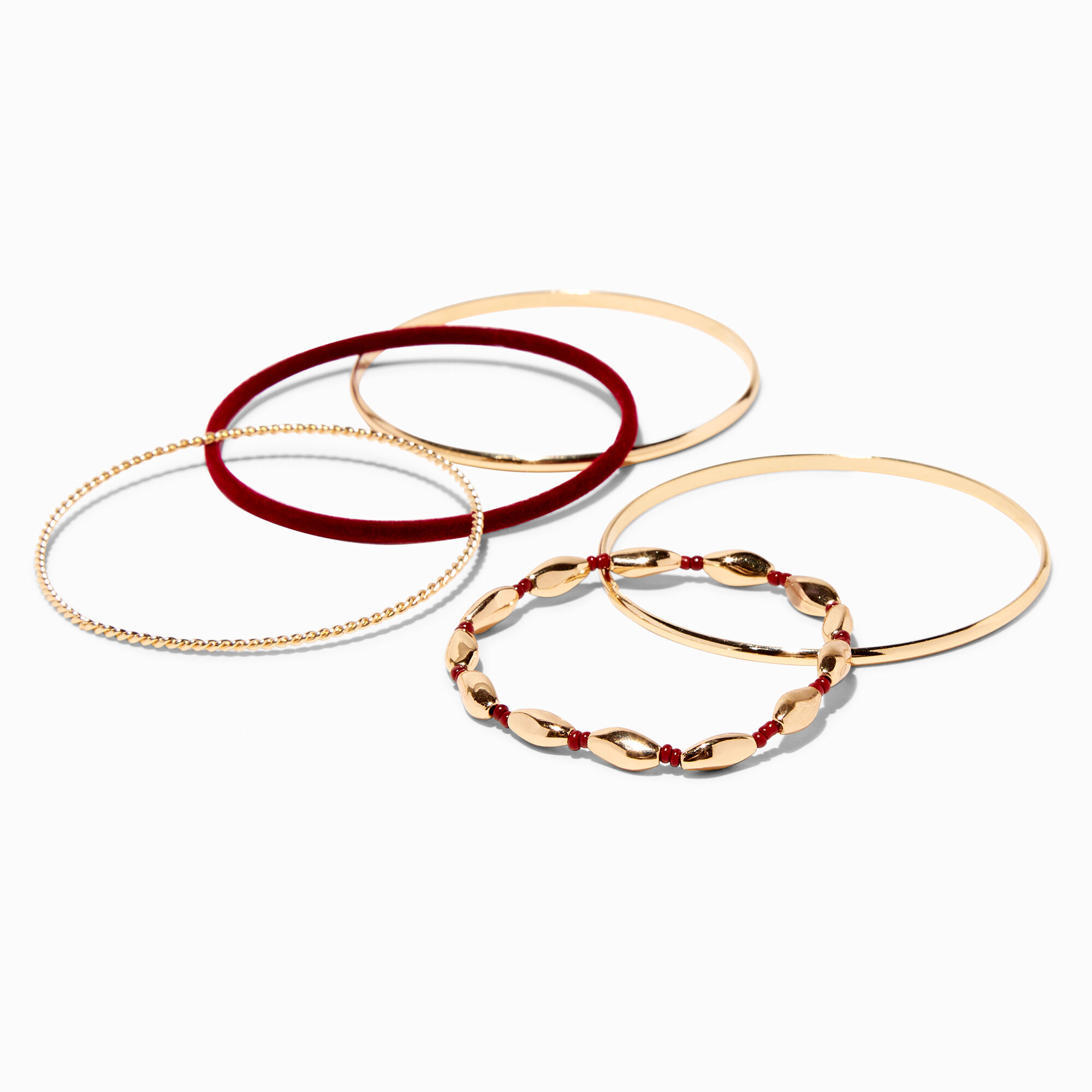 Red & Gold Bangle Bracelets - 5 Pack,