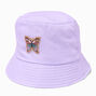 Embroidered Butterfly Purple Bucket Hat,