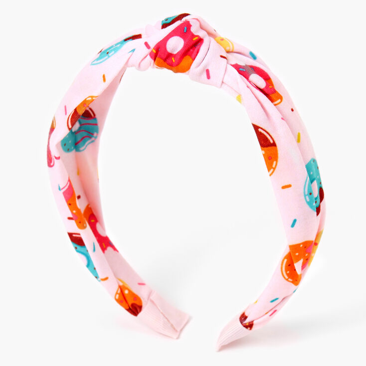 Donut Print Twisted Headband - Pink,