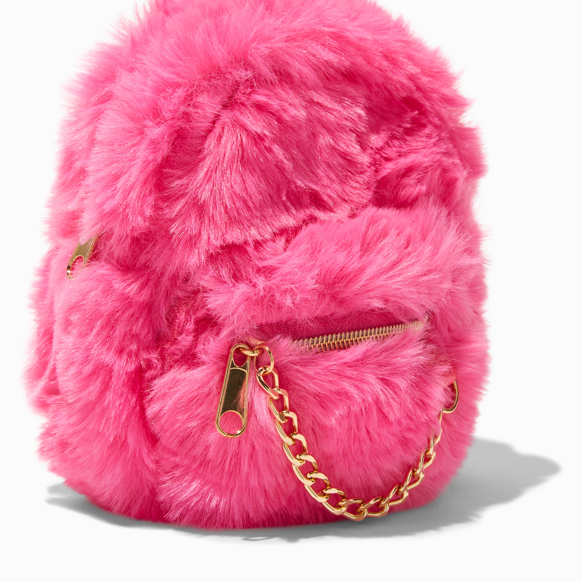 Furry Fuchsia Mini Backpack Crossbody Bag
