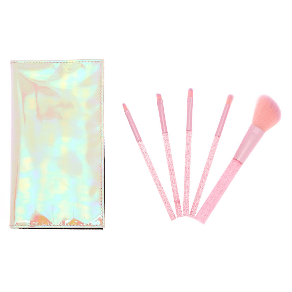 Glitter Makeup Brush Set - Pink, 5 Pack,