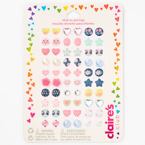 Claire&#39;s Club Hearts and Stars Stick On Earrings - 30 Pack,