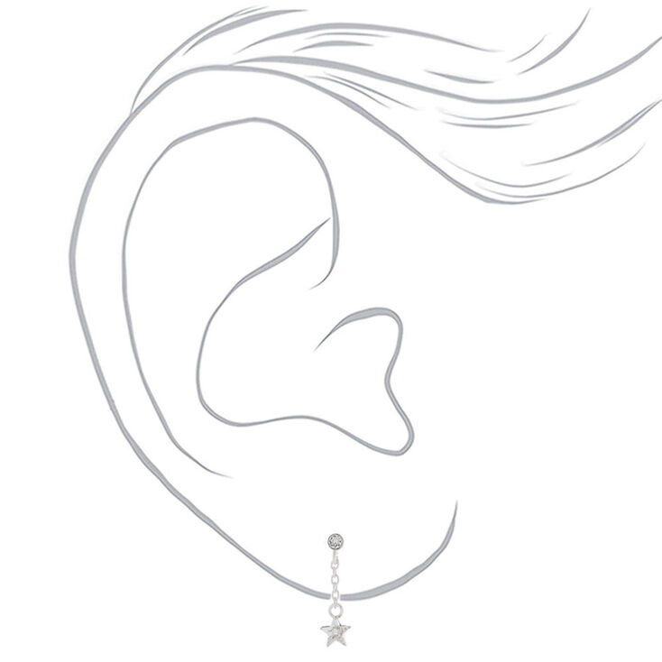 Pendantes &agrave; &eacute;toiles avec strass Swarovski&reg; couleur argent&eacute;,