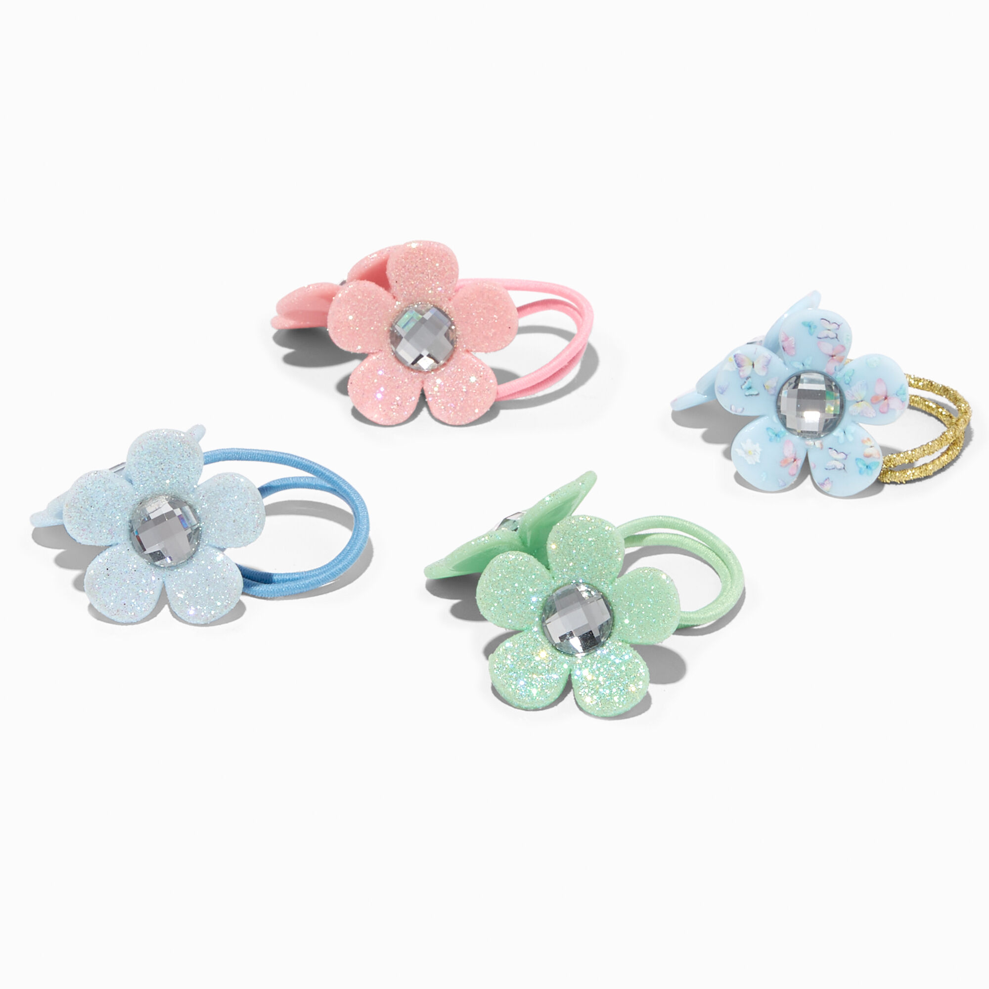 View Claires Club Glitter Flower Hair Bobbles 4 Pack information